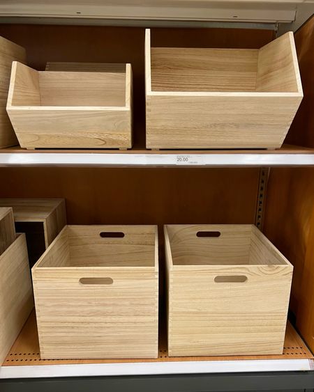 Minimalist wood bins to keep playrooms, bedrooms and living rooms organized. I like the neutral, earthy, unfinished looking vibe these have. Both the ones on top and bottom have 2 sizes and the ones on top are stackable, for toys, games, books. 

#LTKkids #LTKfamily #LTKhome