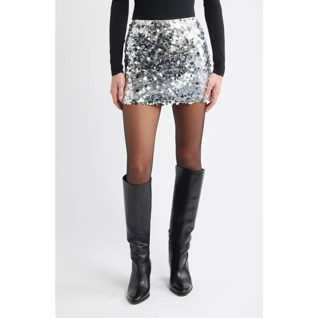 BP. Sequin Miniskirt in Silver at Nordstrom, Size Xx-Small | Nordstrom