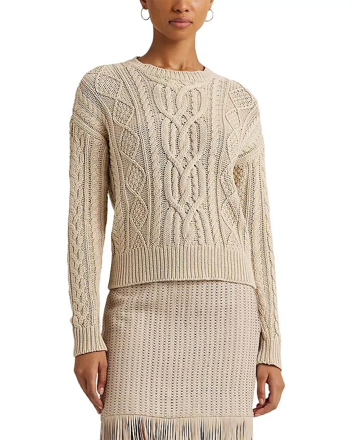 Cable Knit Cotton Crewneck Sweater | Bloomingdale's (US)