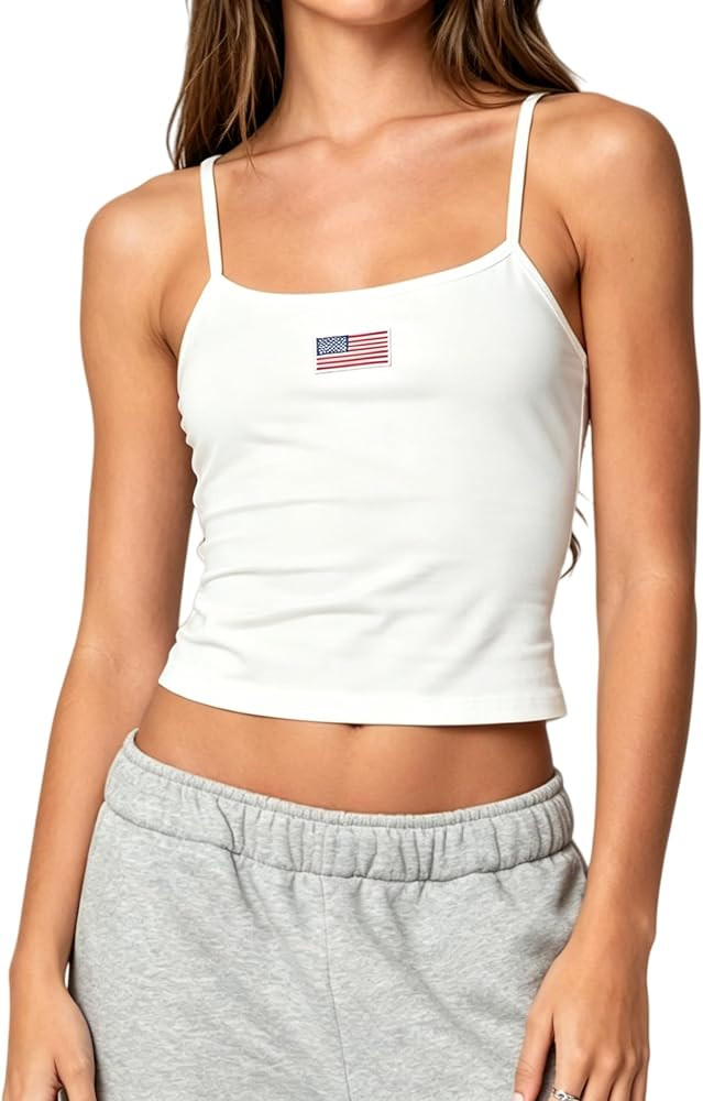 Women Y2k Graphic Cami Tops Spaghetti Strap Summer Going Out Crop Top Sleeveless Backless Basic T... | Amazon (US)