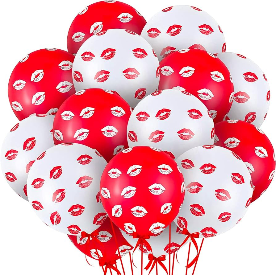 KatchOn, Red and White Valentines Day Balloons - 12 Inch, Pack of 20 | Kiss Balloons, Red Lip Bal... | Amazon (US)