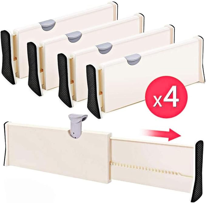 Drawer Dividers 11"-17.3" Adjustable Dresser Drawer Organizers, Drawer Separators for Silverware ... | Amazon (US)
