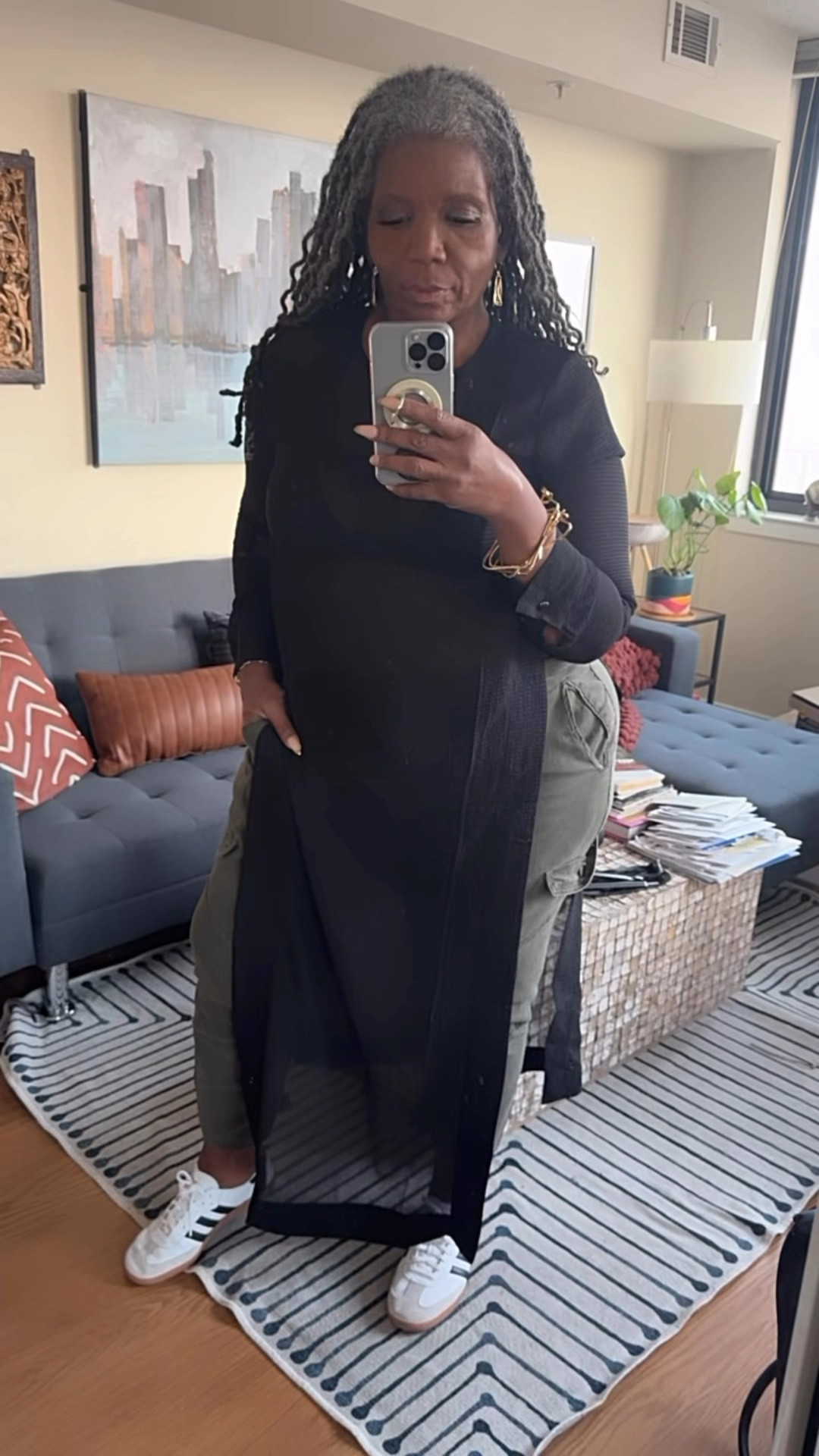 I still love sheer this summer. This sheer tunic is Clothes by Locker Room, and I’ll link it over in my IG stories.  I’ve also linked a dupe from Amazon, as well as the cargos & sambas ✨💖  

#LTKSaleAlert #LTKFindsUnder100 #LTKSeasonal