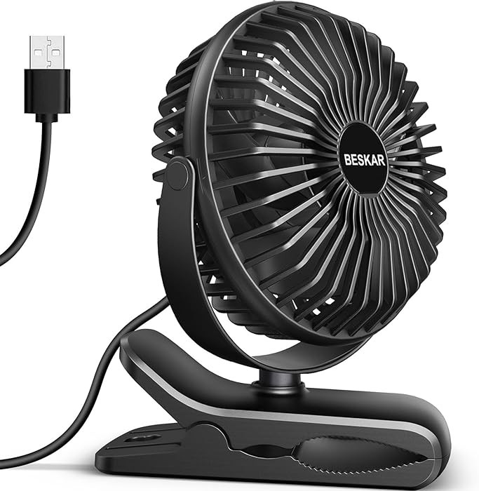 BESKAR Small Clip on Fan, 3 Speeds USB Fans with Strong Airflow, Clip & Desk Fans USB Plug in wit... | Amazon (US)