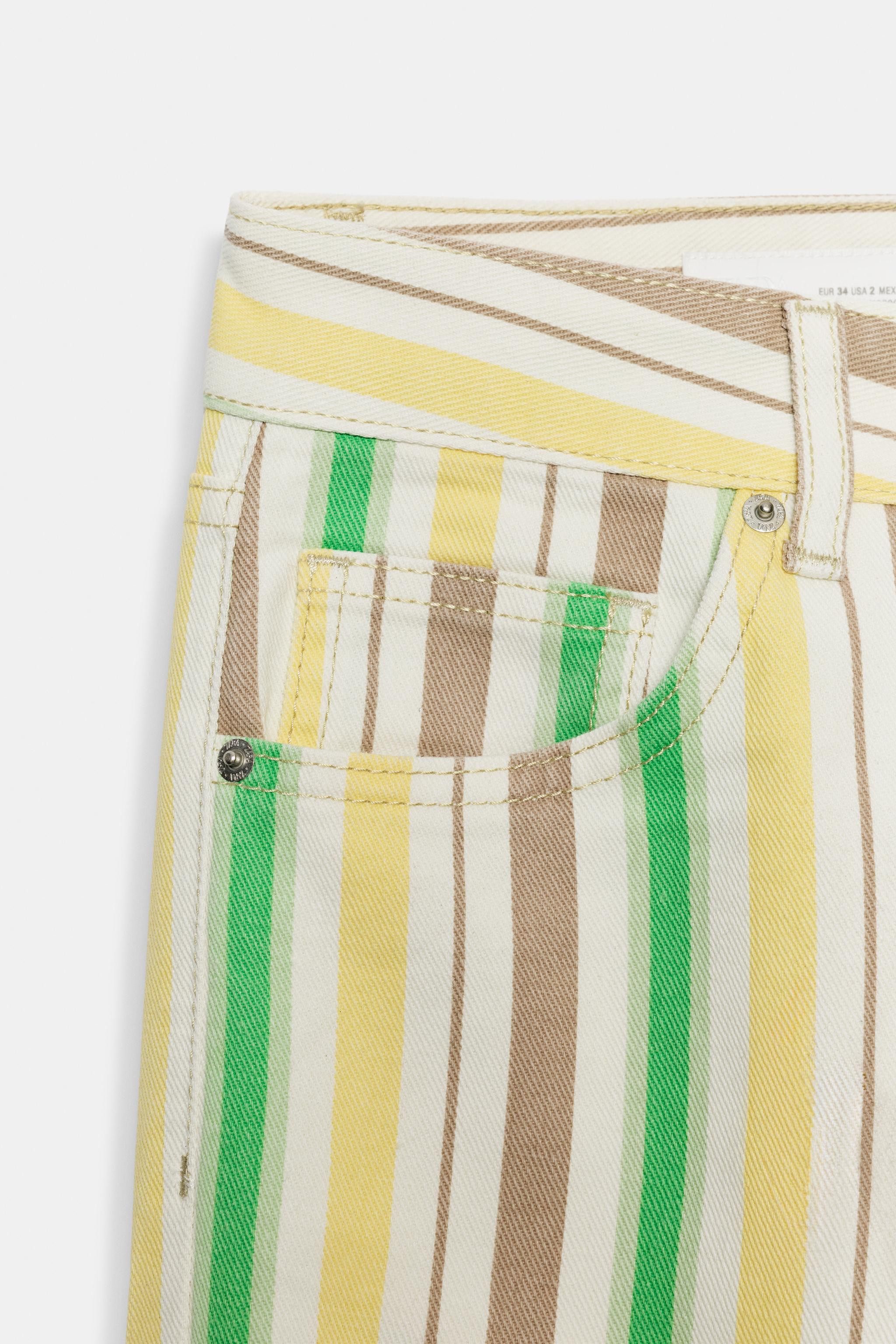 TRF LOW RISE STRIPED WIDE LEG JEANS | Zara US