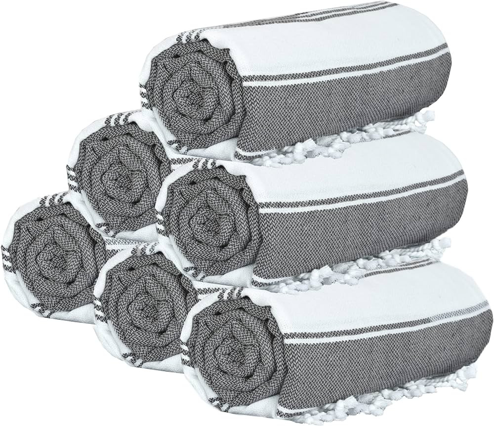 GLAMBURG Peshtemal Turkish Towel Cotton Beach Towels Oversized 36x71 Set of 6, Cotton Beach Towel... | Amazon (US)