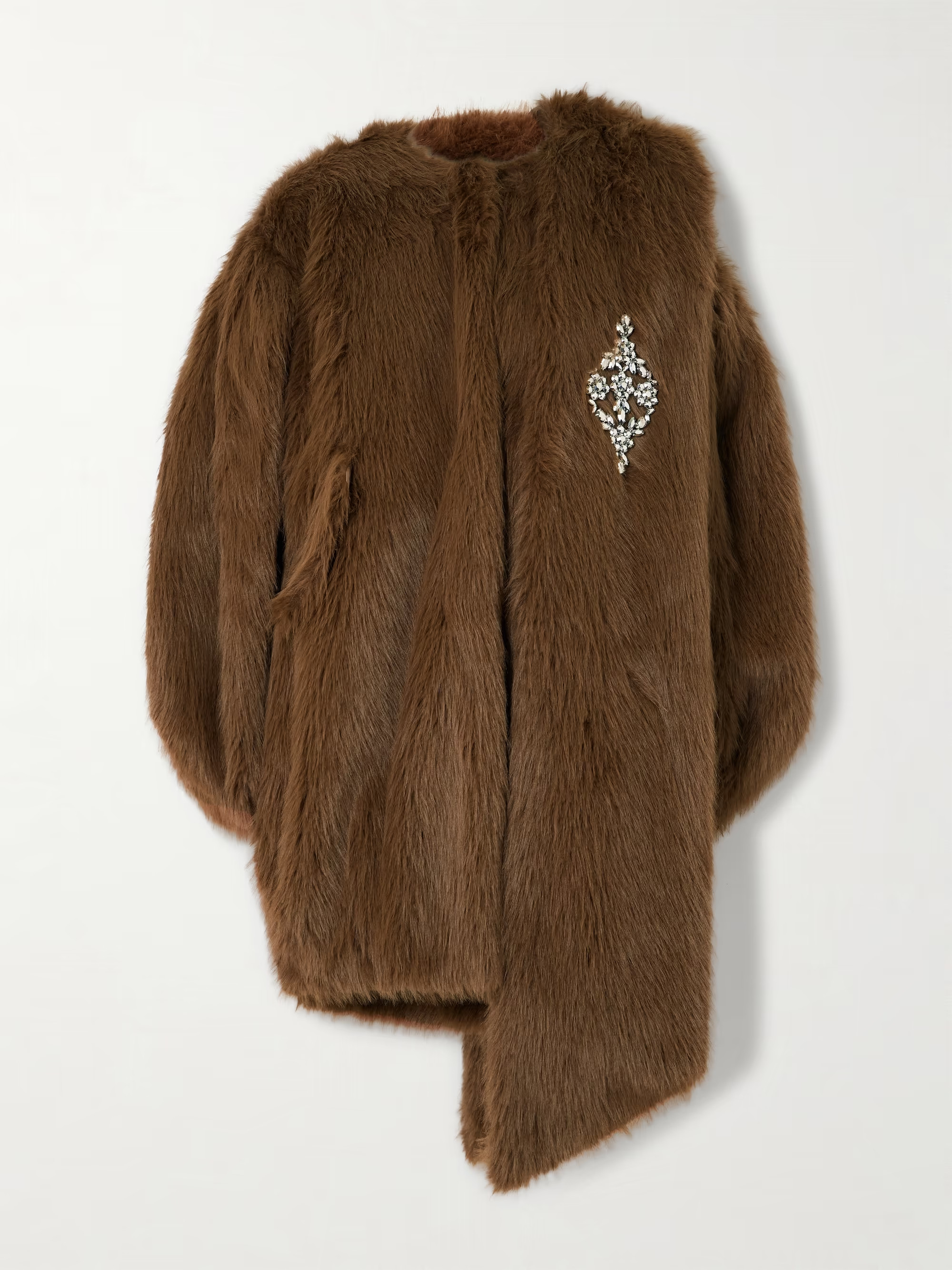 Oversized bow-detailed embellished faux fur coat | NET-A-PORTER (US)