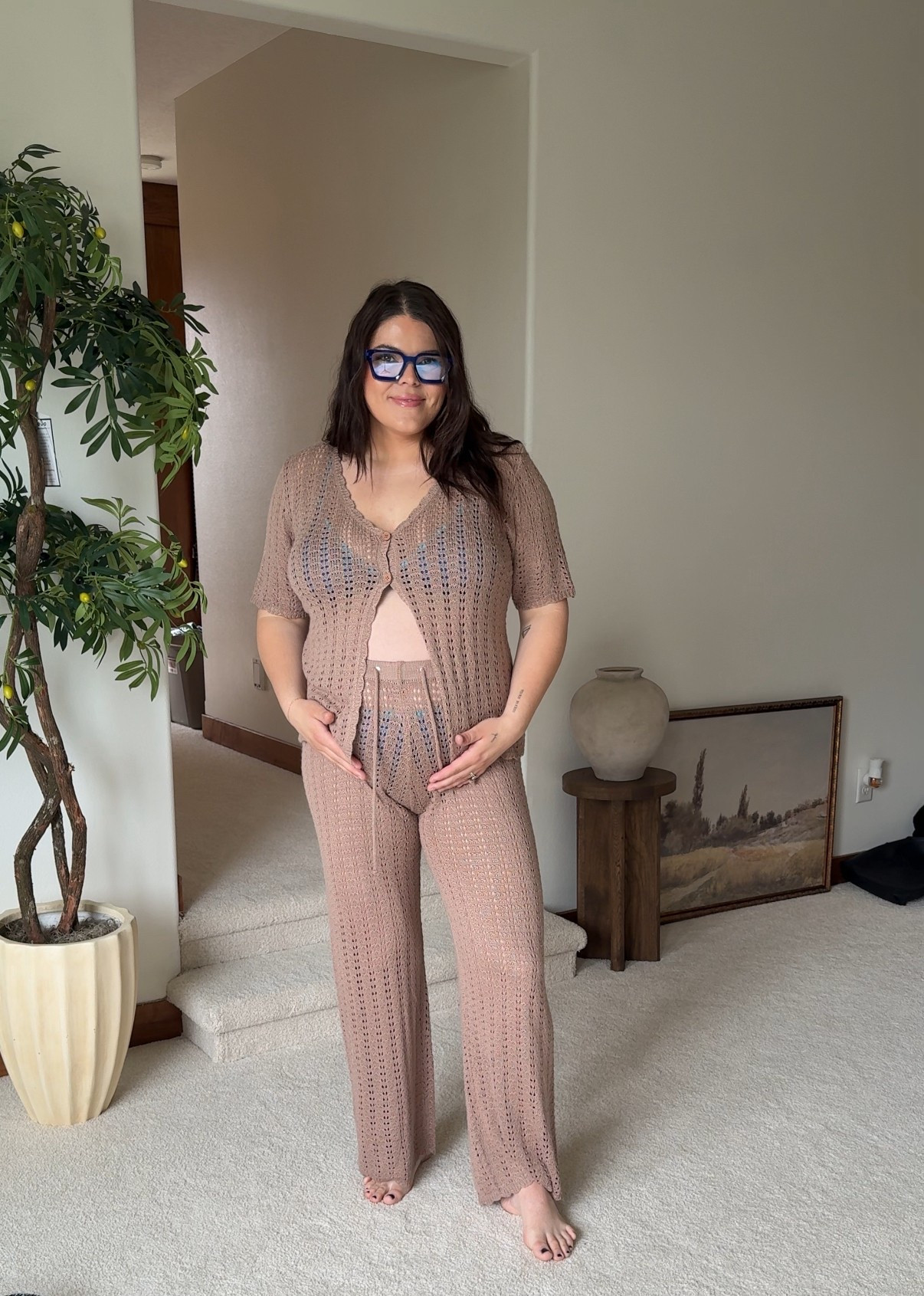 Amazon crochet knit swimsuit cover-up - bump friendly wearing size XL, typically a size 14. 

Resort where, pool outfit, vacation, beach  

#LTKSwim #LTKMidsize #LTKTravel