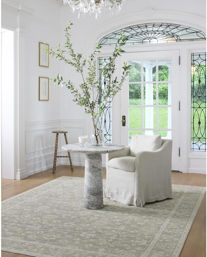 Livabliss x Nabela Noor Home Asha Traditional Oriental Area Rug, 2' x 2'11",Sage/Off-White | Amazon (US)