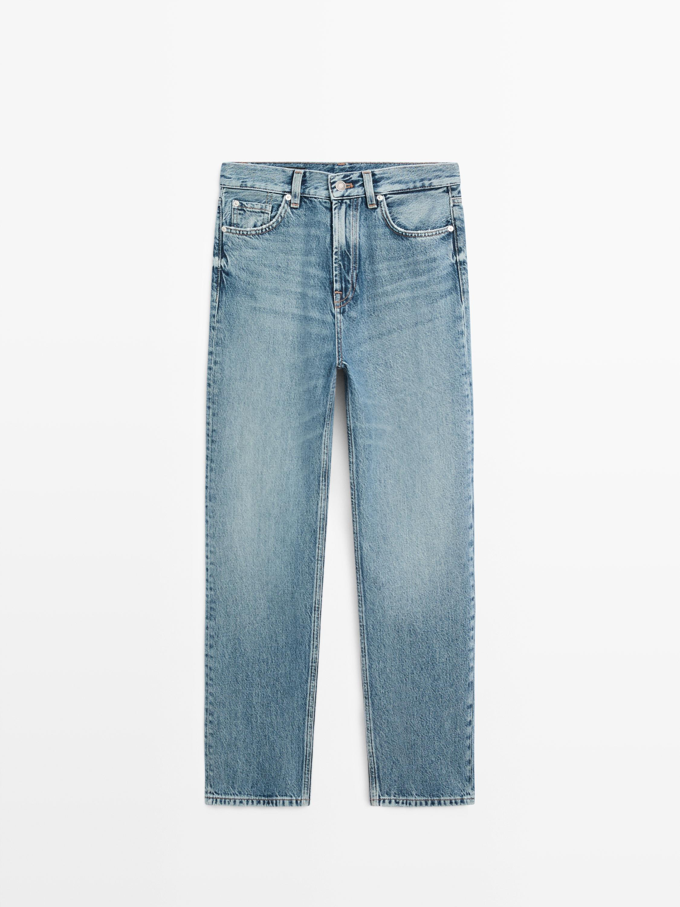 Straight-leg high-waist jeans | Massimo Dutti UK