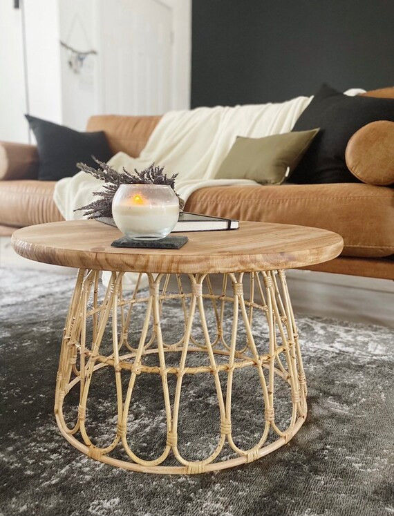 Bohemian Rattan Urban Chic Coffee Table  Small Round Natural | Etsy | Etsy (US)