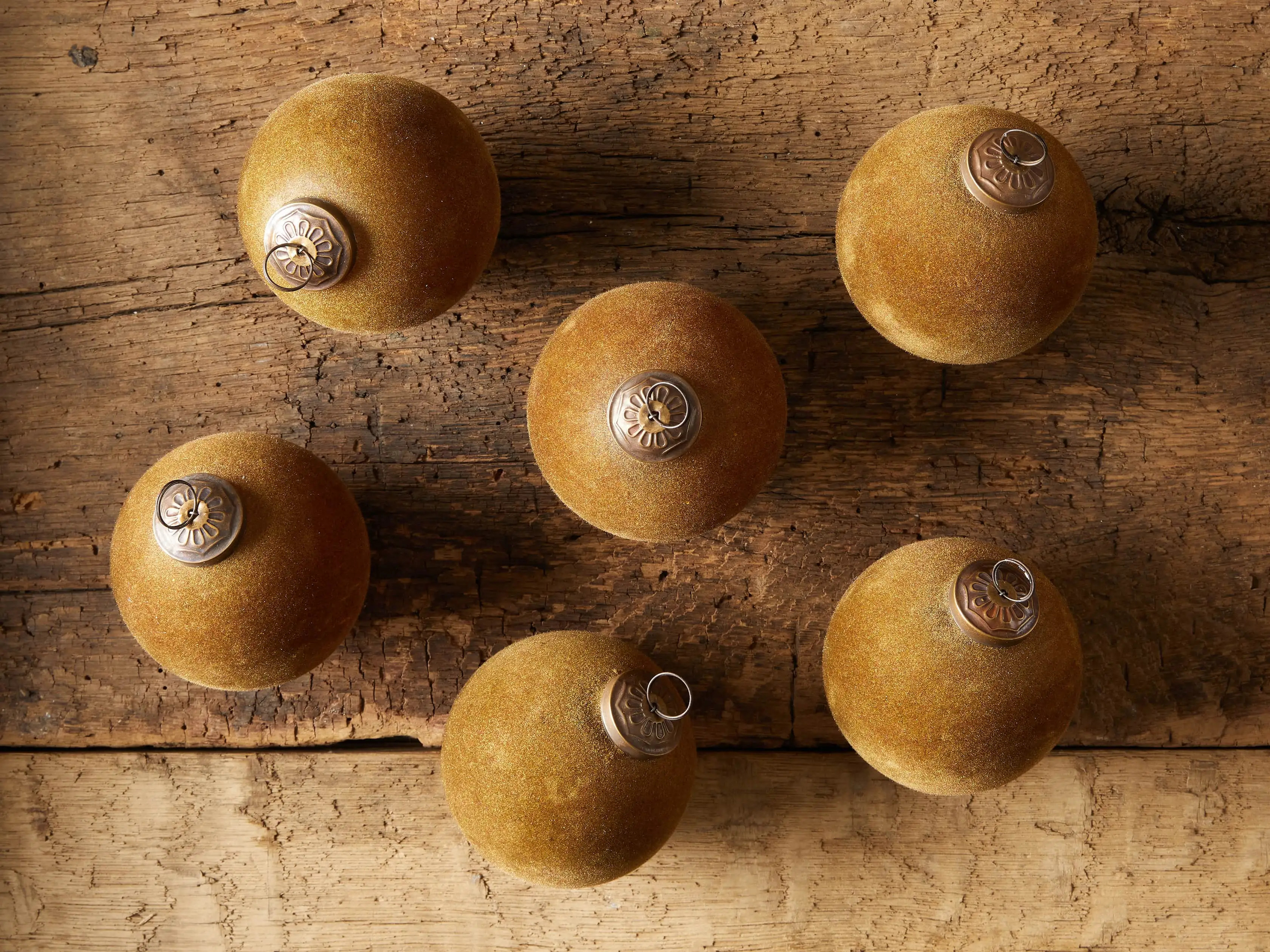 Moss Flocked Velvet Ornaments (set of 6) | Arhaus | Arhaus