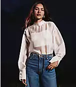 Satin Cami Mock Neck Blouse | LOFT
