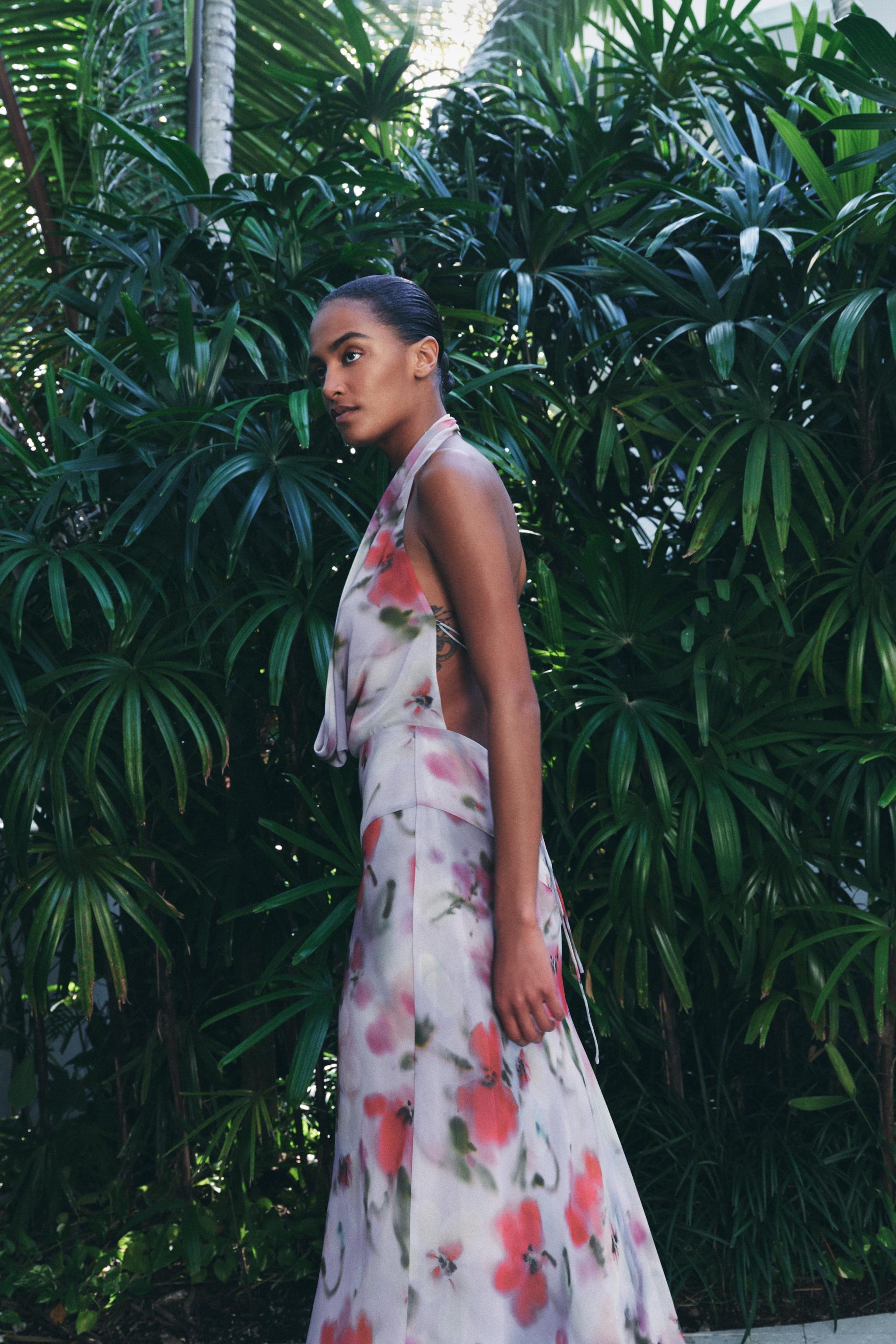 PRINTED HALTER MIDI DRESS | Zara UK