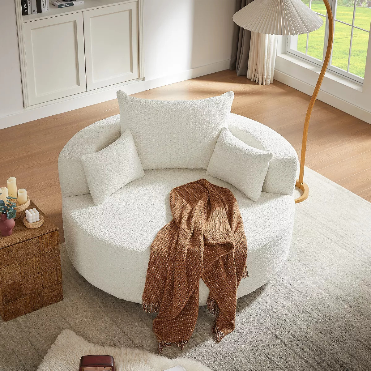 GDFStudio Diana 360\u00b0 Modern Swivel Barrel Accent Chair with Removable Pillows, Beige | Target
