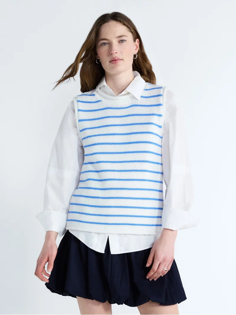 Free Assembly Women's Roll Neck Cotton Sweater Shell, Lightweight, Sizes XS-XXL | Walmart (US)