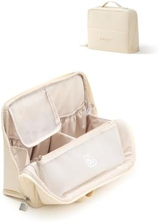 EACHY Standing Makeup Bag - Large Waterproof Cosmetic Bag & Toiletry Bag Organizer with Phone Hol... | Amazon (US)