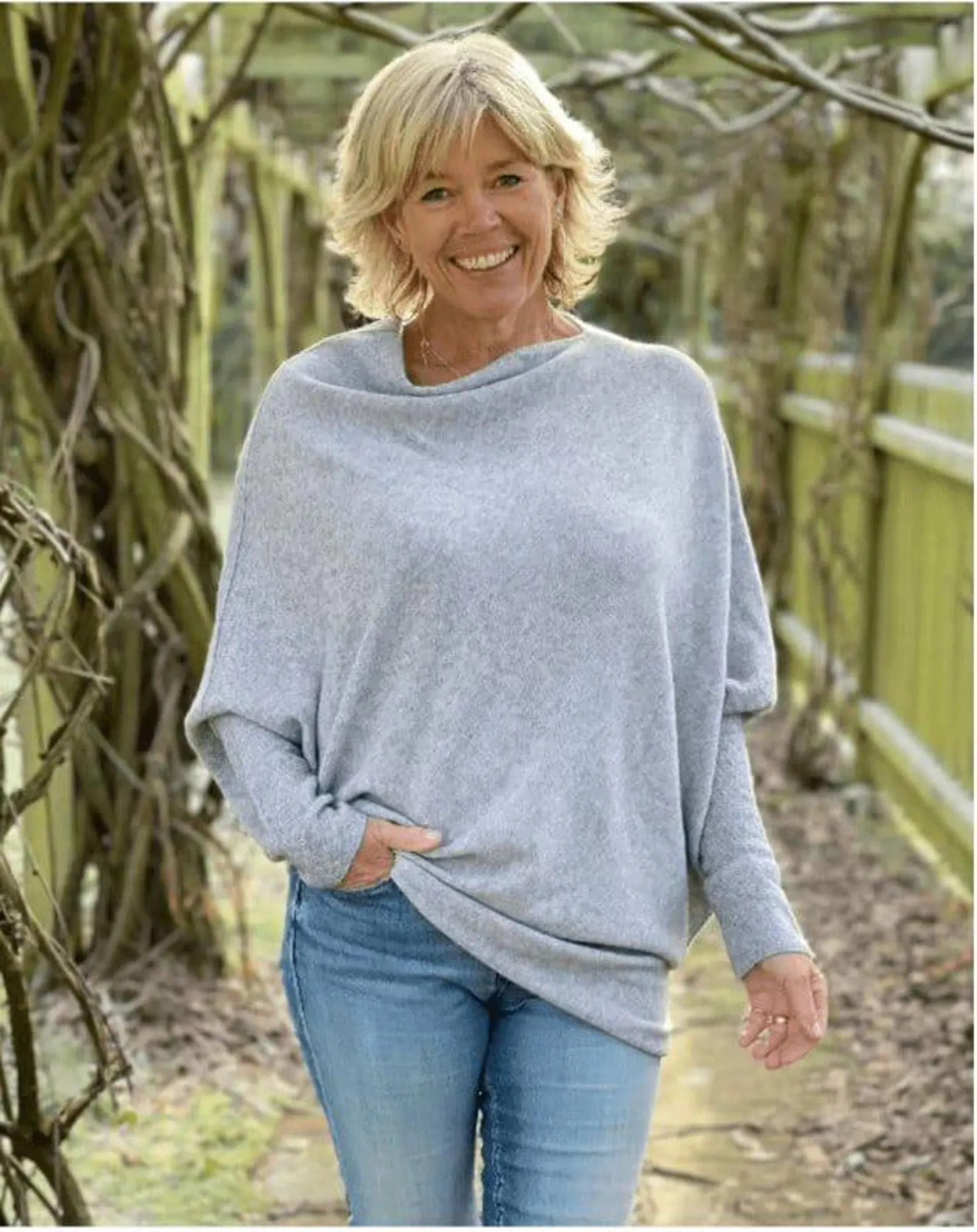 Soft Knit Asymmetric Jumper - Pale Grey - Etsy | Etsy (US)