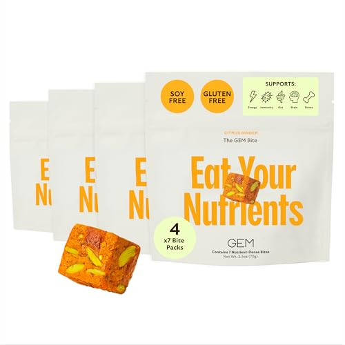 GEM Daily Multivitamin for Women & Men, 20+ Vitamins, Minerals with superfoods, prebiotics, and probiotics to Support Gut, Skin, Brain, Bone, & Immunity. Vegan, Citrus Ginger, 7 Serving | Amazon (US)