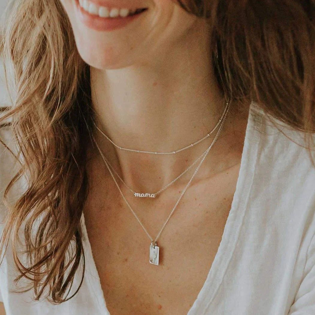 Sterling Silver Mini Dog Tag Necklace | Tiny Tags