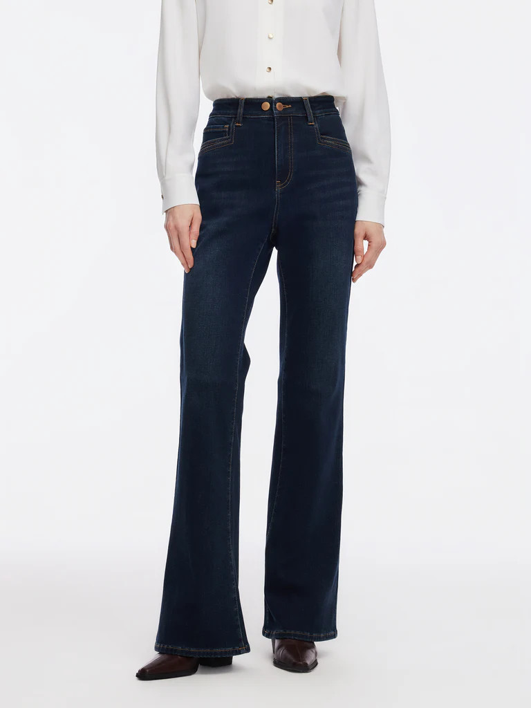 Denim Fleece Lined Women Flared Jeans | GOELIA