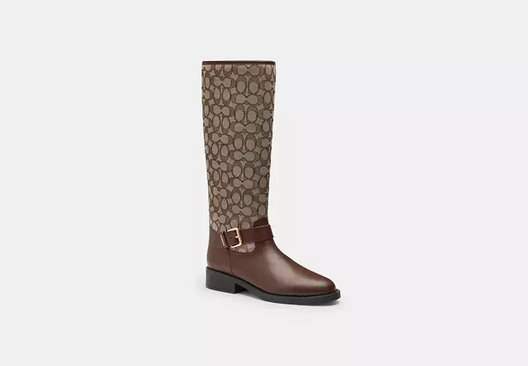 Coach Outlet Riding Boot In Signature Jacquard - Brown, Size: 7.5 | Coach Outlet US