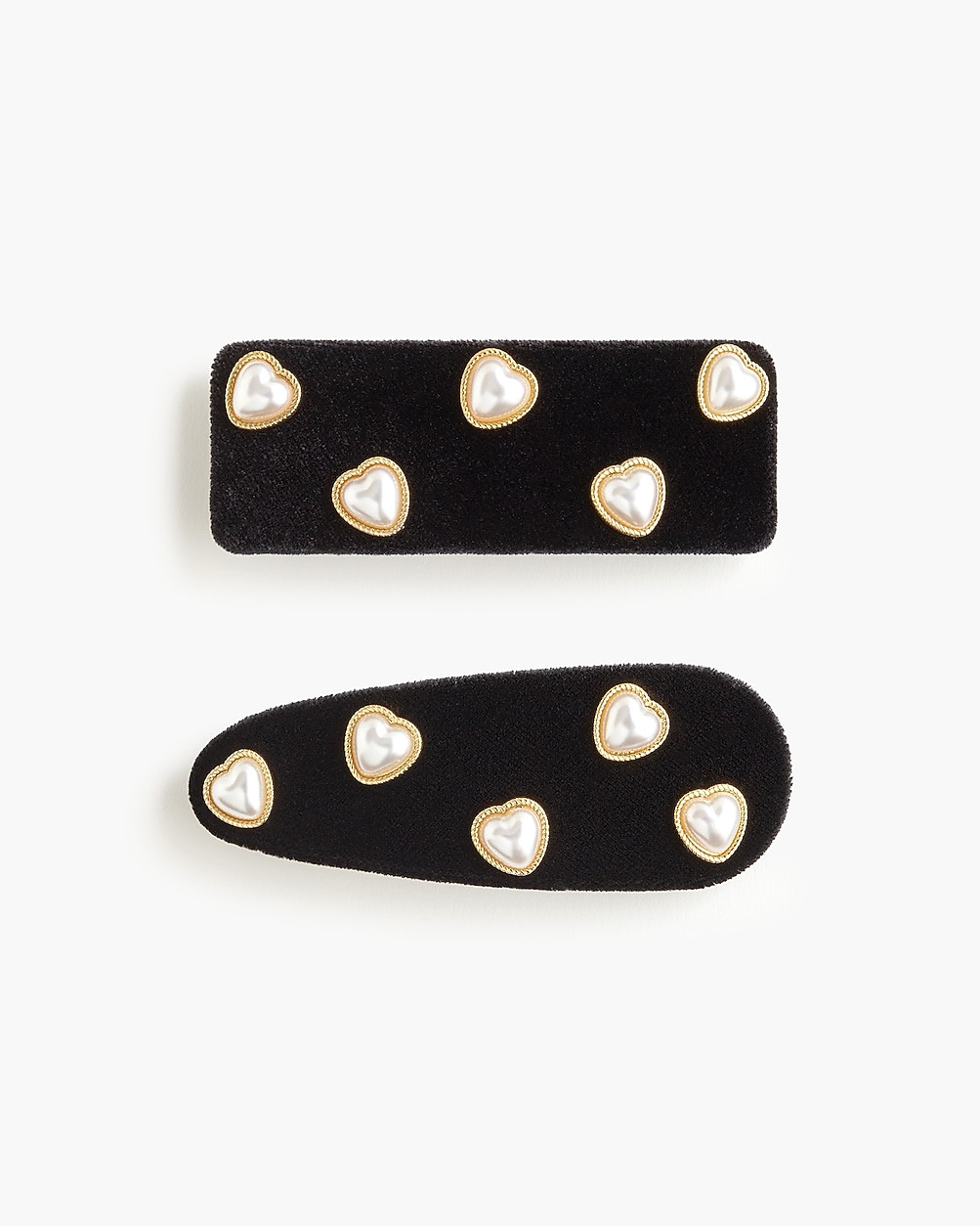 Heart pearl velvet barrettes set-of-two | J.Crew Factory