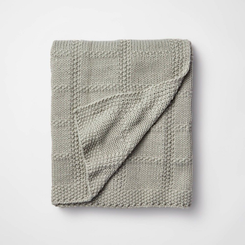 Grid Knit Throw Blanket Light Green - Threshold™ designed with Studio McGee | Target