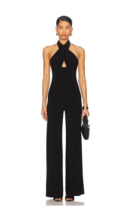 Norma Kamali Halter Straight Leg Jumpsuit in Black. Taglia XS. Also in L, M, S, XXS. | Revolve Clothing (Global)