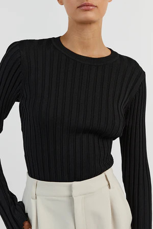 ADA BLACK LONG SLEEVE KNIT TOP | DISSH