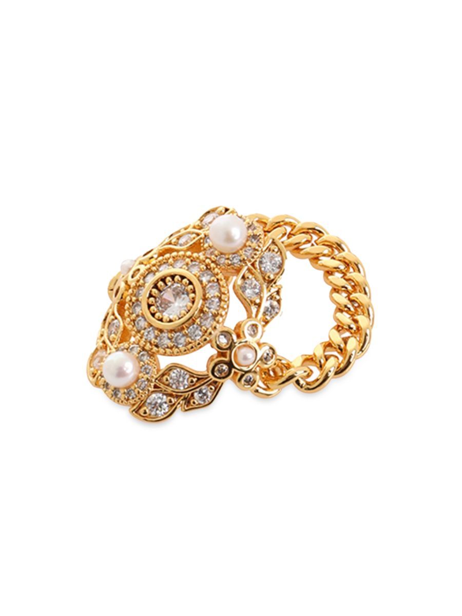 Collage Goldtone, Cubic Zirconia & Faux Pearl Statement Ring | Saks Fifth Avenue