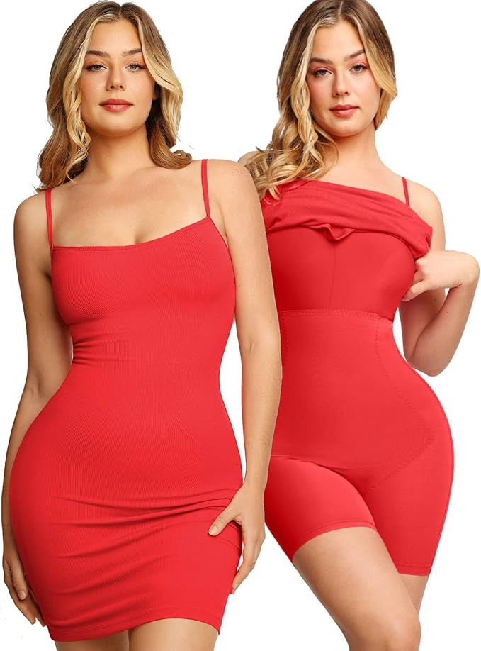 Popilush The Shapewear Dress Built-in Bra Adjustable Spaghetti Straps 2024 Summer Bodycon Sleevel... | Amazon (US)