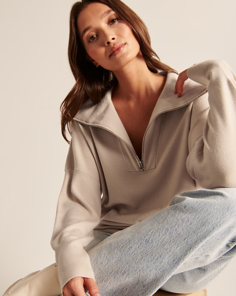 LuxeLoft Oversized Legging-Friendly Half-Zip | Abercrombie & Fitch (US)