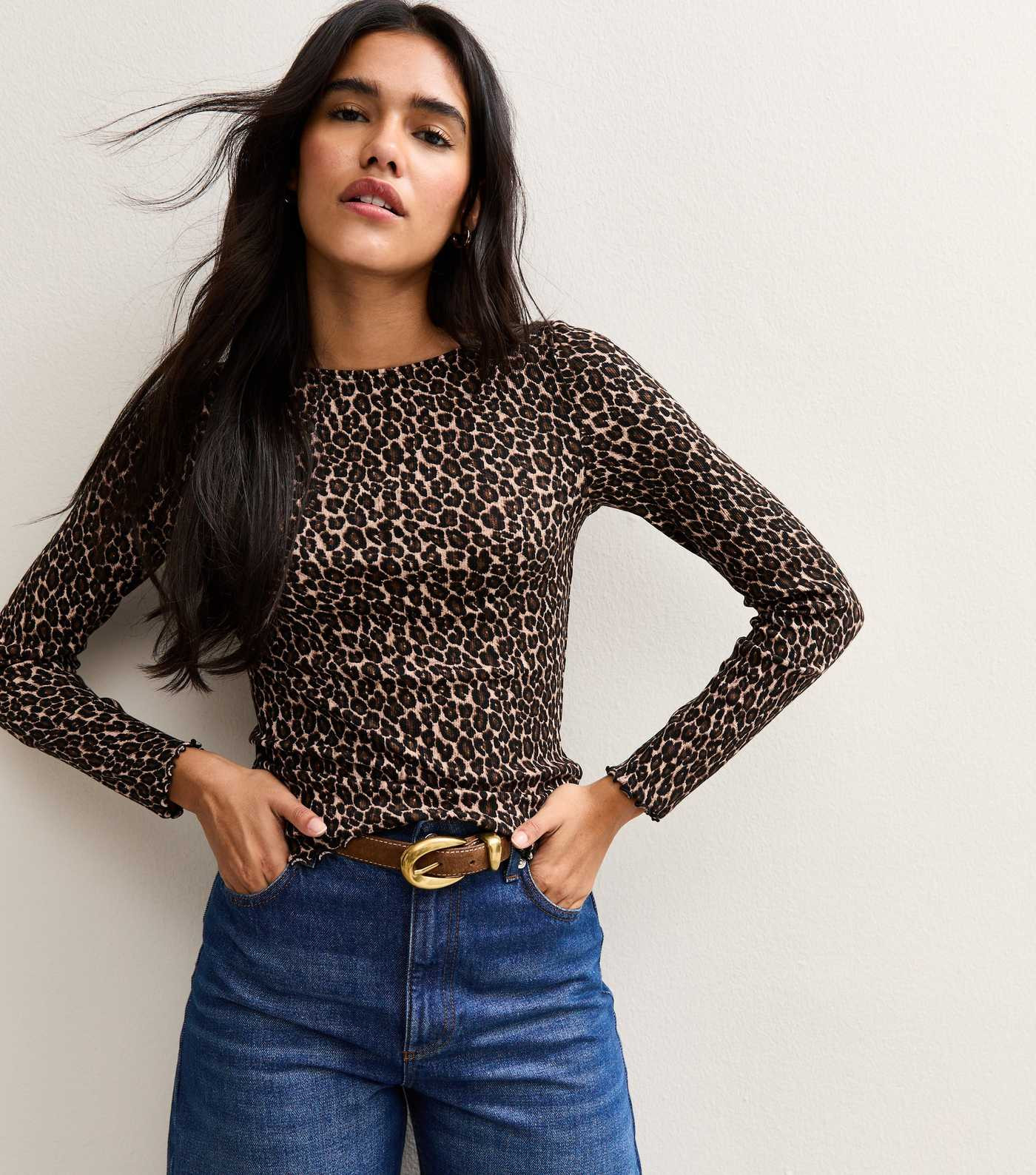 Brown Leopard Print Long Sleeve Top | New Look | New Look (UK)