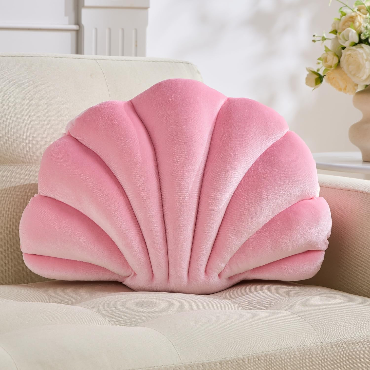Shell Pillow，Seashell Decorative Pillow Light Pink Seashell Shaped Pillows 13x10 Inch Room Deco... | Amazon (US)