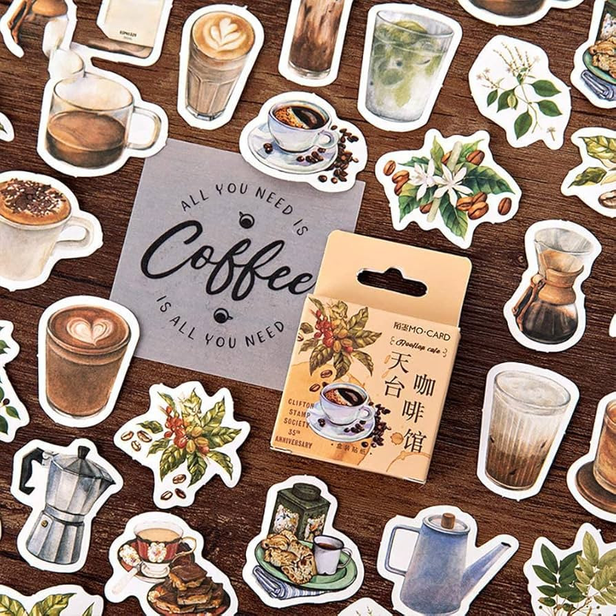 Small Size Laptop Stickers, 46pcs Doraking Boxed DIY Decoration Coffee Theme Stickers for Laptop,... | Amazon (US)