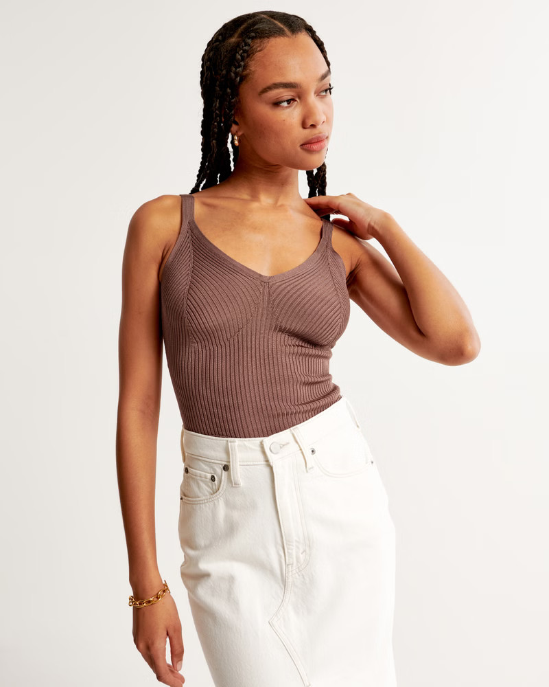 Glossy V-Neck Sweater Tank | Abercrombie & Fitch (US)