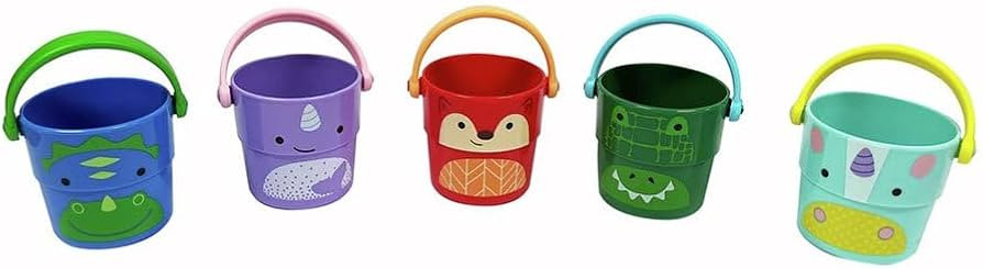 Skip Hop Baby Bath Toy Buckets, Zoo Stack & Pour Buckets, Pastel | Amazon (US)