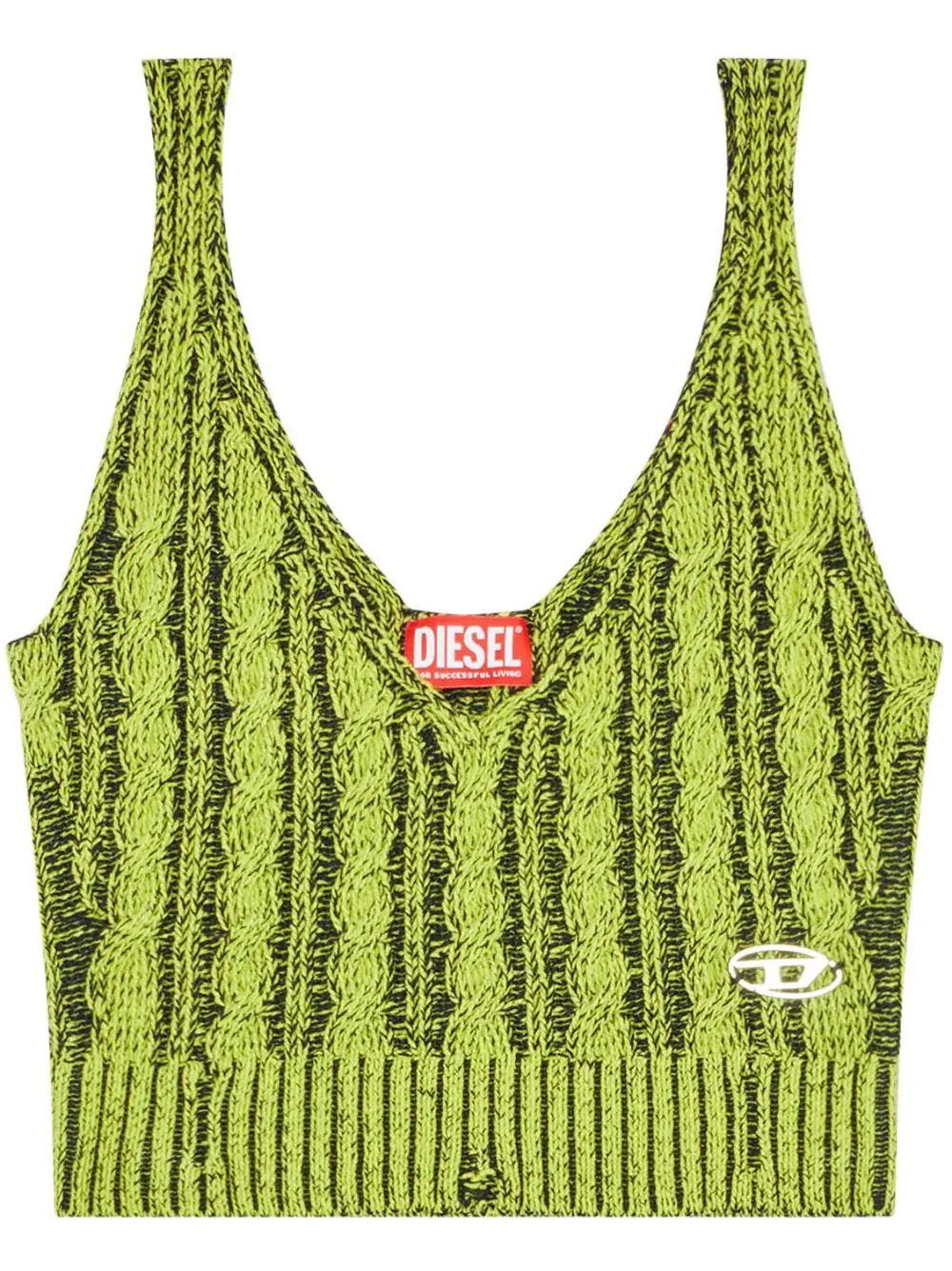 Diesel M-Milos logo-embroidered Knitted Crop Top - Farfetch | Farfetch Global