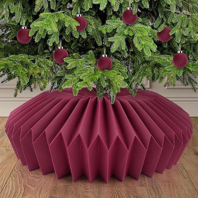 31.5 Inch Honeycomb Christmas Tree Collar (Red), Folded Paper Christmas Tree Box Base Cover, Eleg... | Amazon (US)