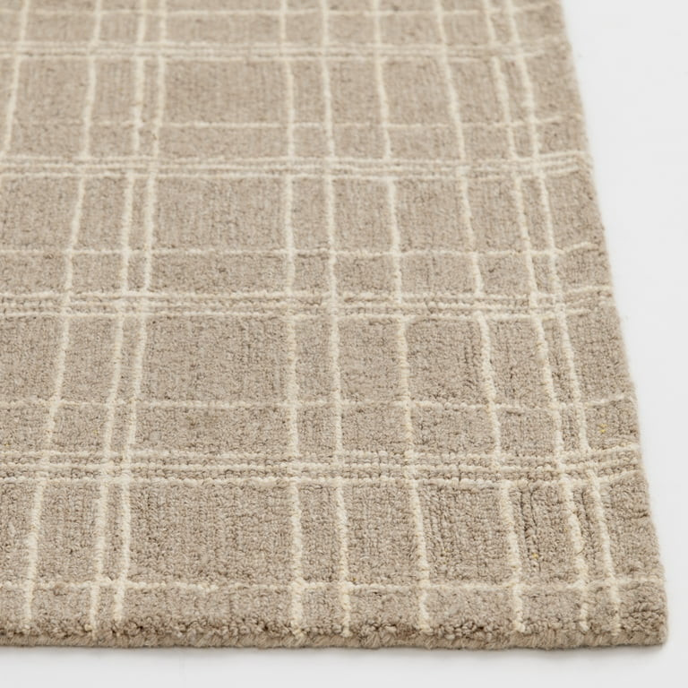 Better Homes & Gardens 7'10"x9'10" Beige Plaid Wool Indoor Area Rug | Walmart (US)