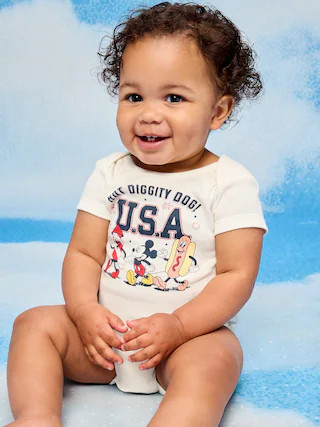 Old Navy x Disney Mickey Mouse Short-Sleeve Unisex Graphic Bodysuit for Baby | Old Navy (US)