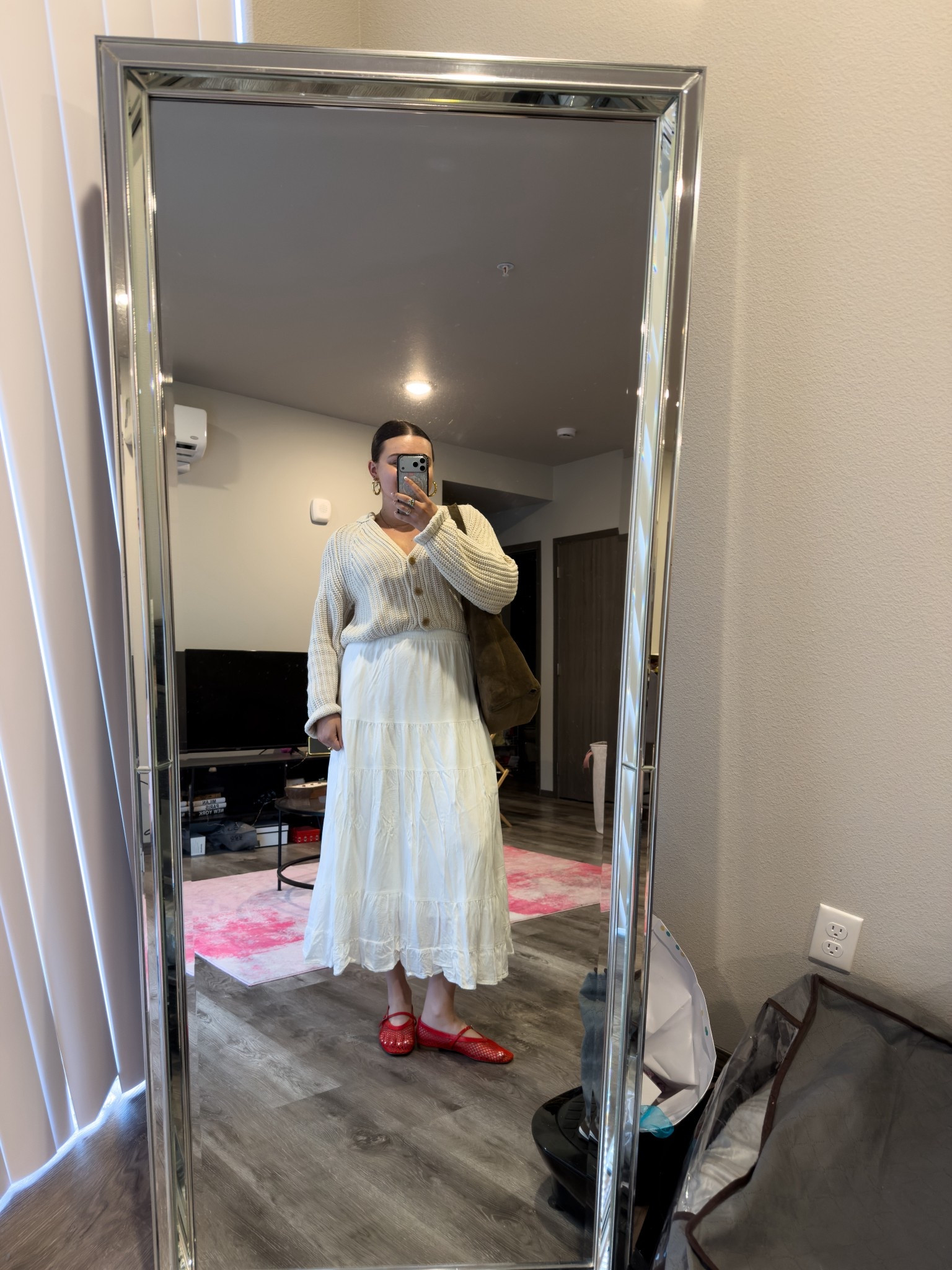 What I wore to mass tonight! First time going to a late service, but loving the cozy spring vibes ￼❤️🤍

I’m wearing a M cardigan, size L skirt and size 9 flats

#LTKMidsize #LTKSeasonal #LTKootd