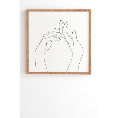 The Colour Study Hands line drawing Framed Wall Art Black - Deny Designs | Target