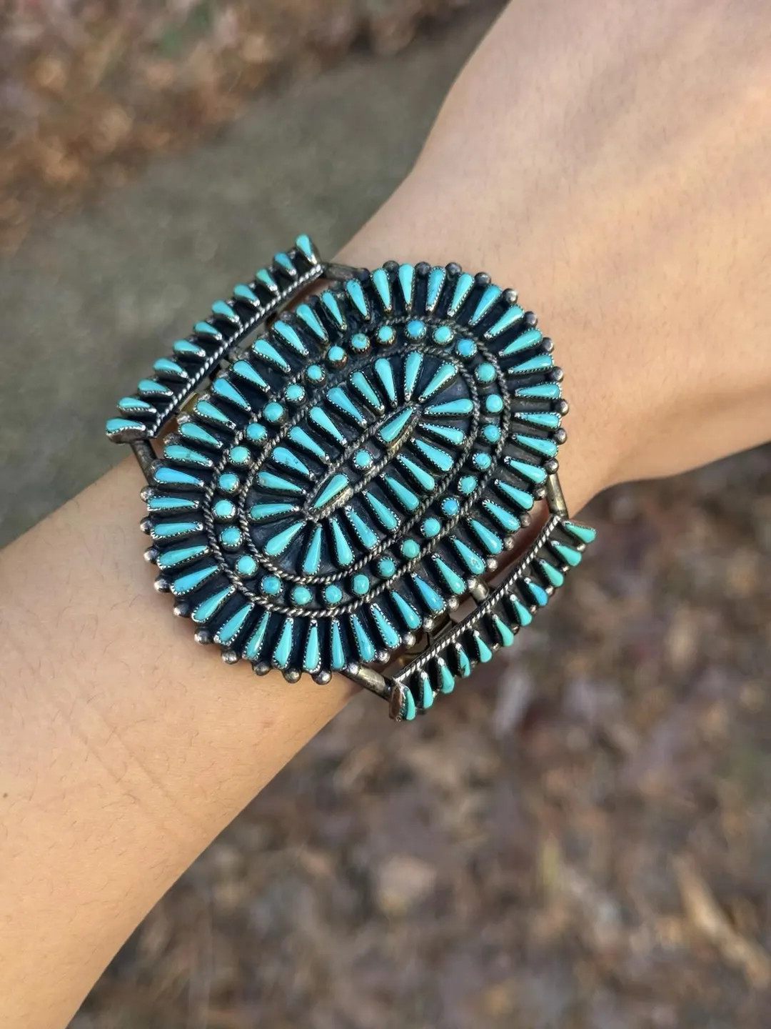 Stunning Vintage Zuni Petit Point Turquoise Cuff - Etsy | Etsy (US)