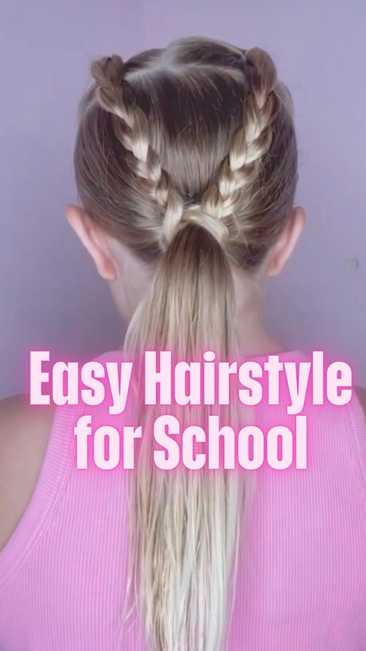 EASY HAIRSTYLE FOR SCHOOL 🩷 I just love how cute and easy this hairstyle is for school or sports. Excited to share my favorite hair products with you! Love for you to follow us for our daily hairstyles. ￼