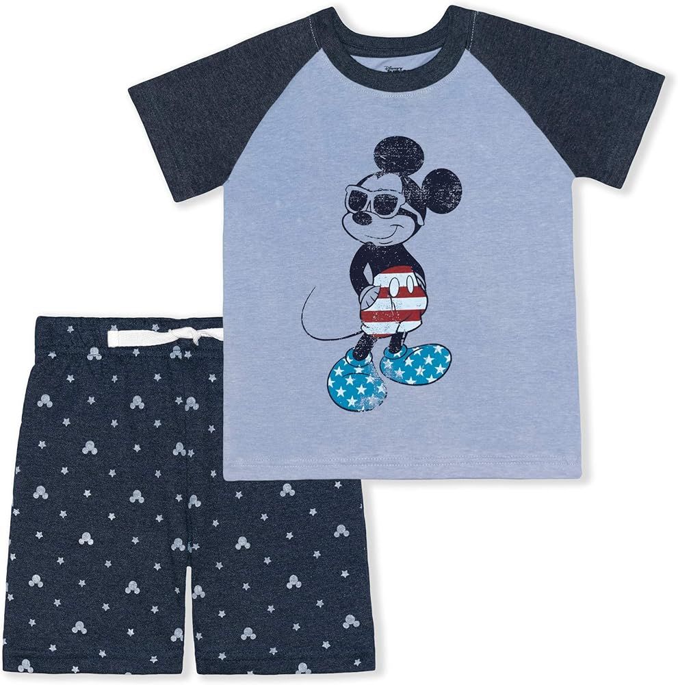Disney Mickey Mouse Boy's 2-Piece Short Set with Crewneck T-Shirt and Star Print Shorts | Amazon (US)