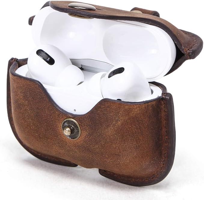 Airpods Pro Leather Case,Hiram Crazy Horse Cowhide Leather Portable Travel Case for Airpods Pro,H... | Amazon (US)