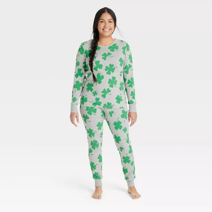 Women's St. Patrick's Day Matching Family Pajama Set - Gray | Target