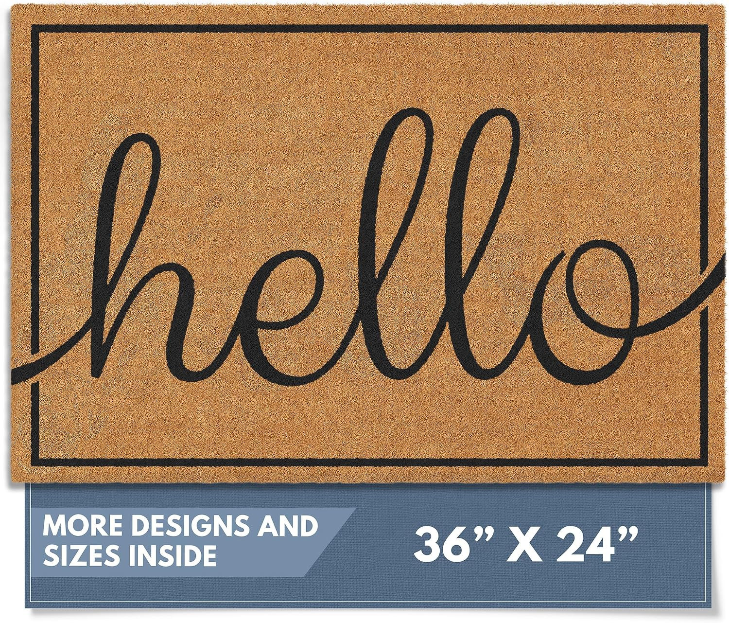 Barnyard Designs Natural Coco Coir Non-Slip Doormat (24x36, Hello) | Amazon (US)